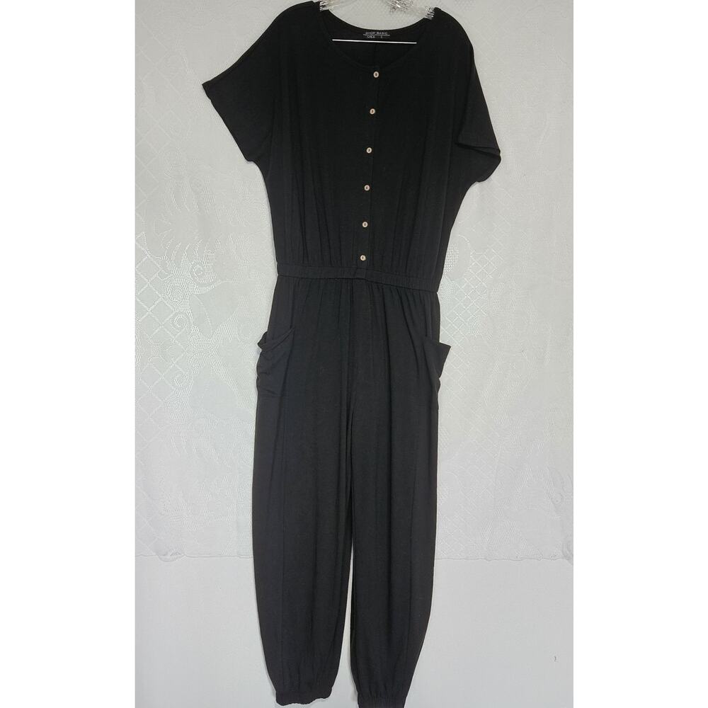 Shop Basic USA Large Black Jumpsuit Pockets Persian Chic Minimalist French Girl